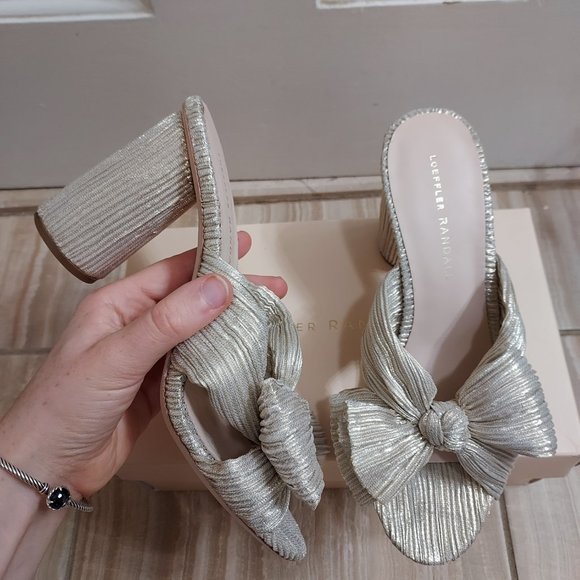 Loeffler Randall Shoes - LOEFFLER RANDALL Penny Knotted Lamé Silver Sandal